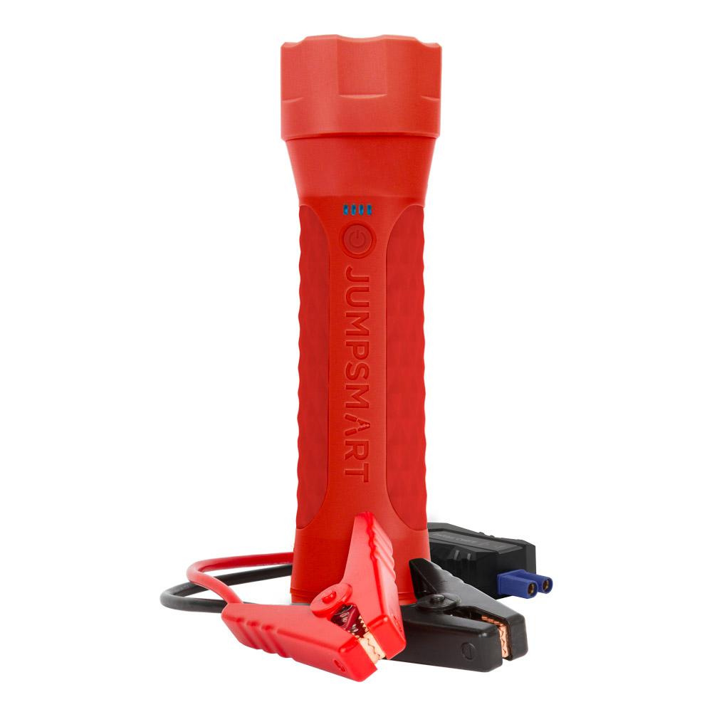 Red 'Jumpsmart' jump starter device on a white background