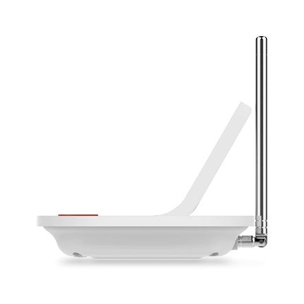 White electronic device with a antenna on a white background